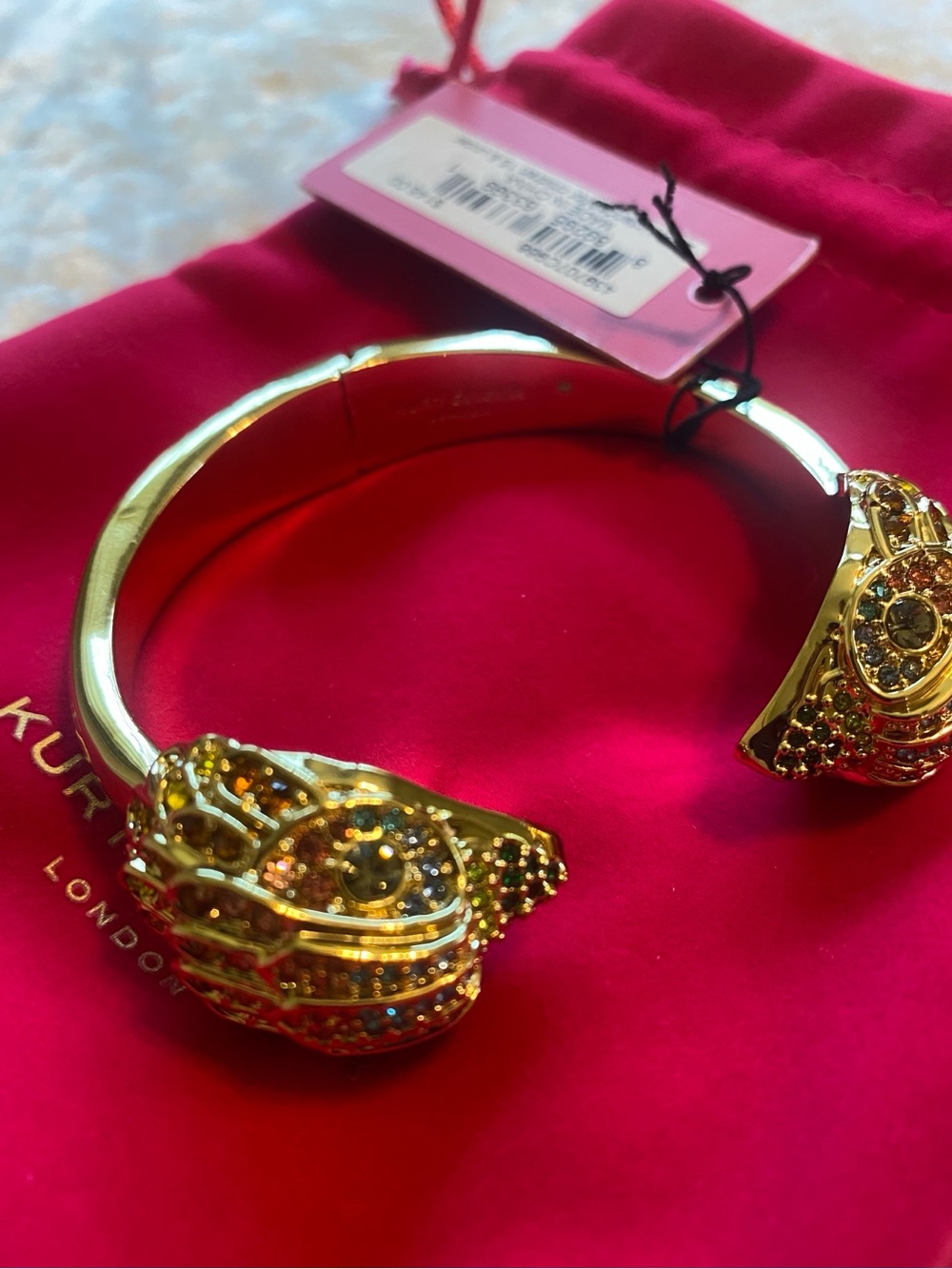 🍀NWT! Kurt Geiger Gold Crystal-Embellished Cuff Bracelet